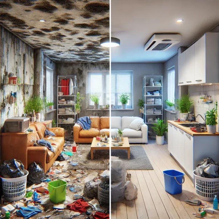 Appartement insalubre à Nice avant et après l'intervention de Flash 3D Désinfection.