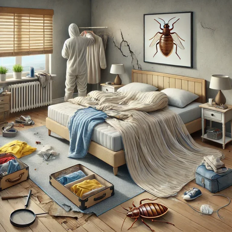 Propriétaire préparant sa chambre pour le traitement contre les punaises de lit.
