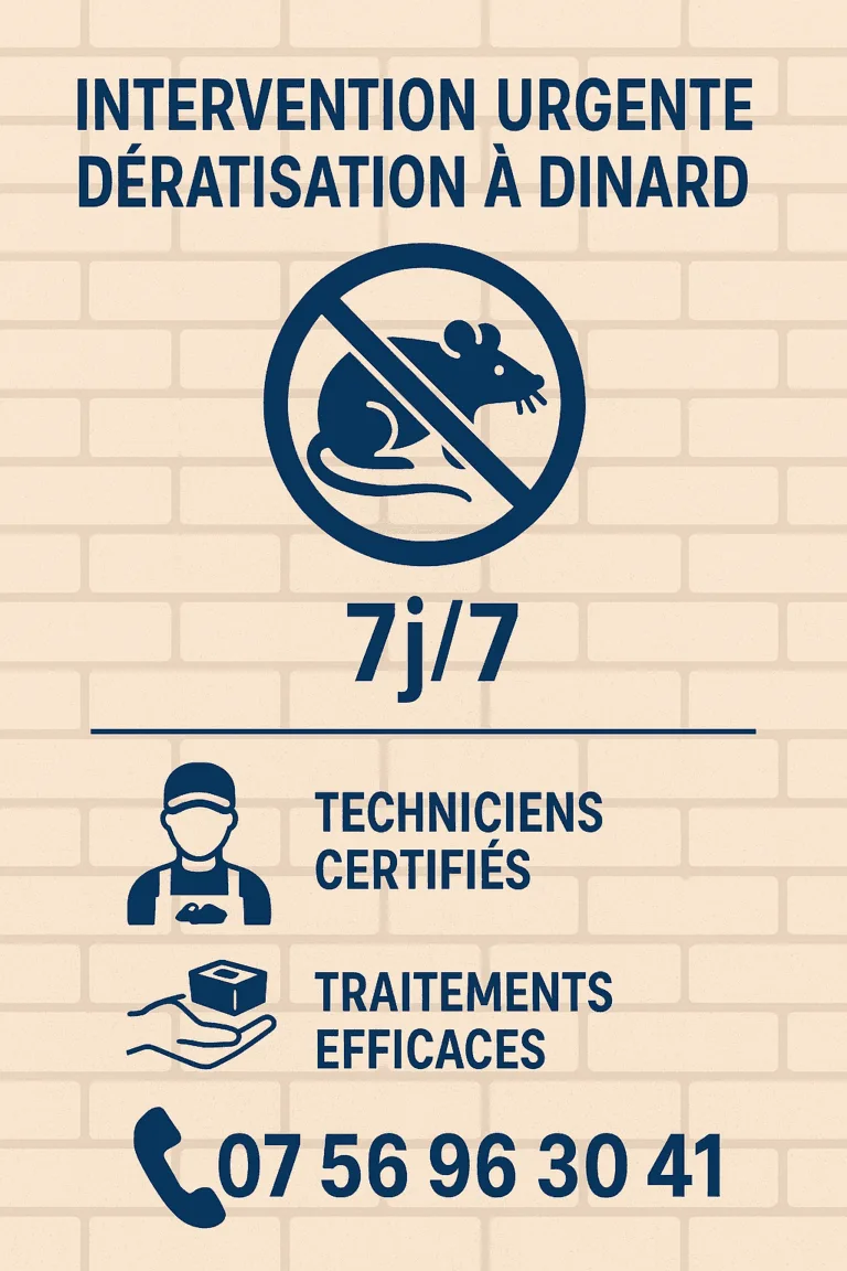 Illustration numérique d’un service de dératisation 7j/7 à Dinard avec icônes professionnelles