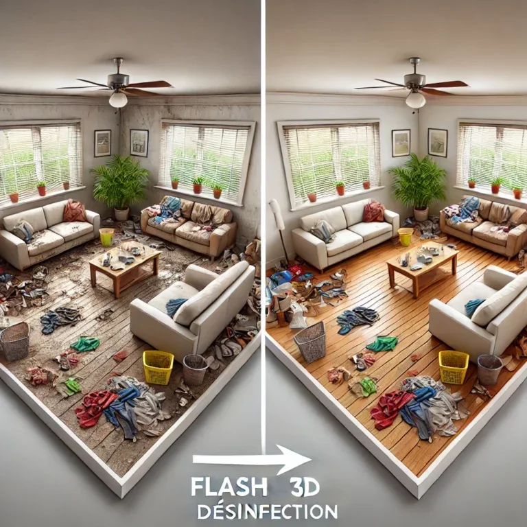 Résultat après l'intervention de Flash 3D Désinfection dans une maison très sale.