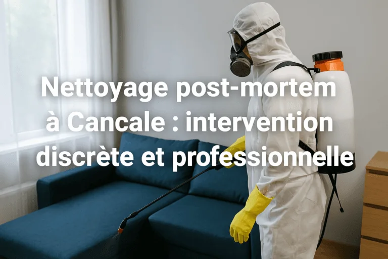 Professionnel en combinaison désinfectant une chambre après un décès à Cancale