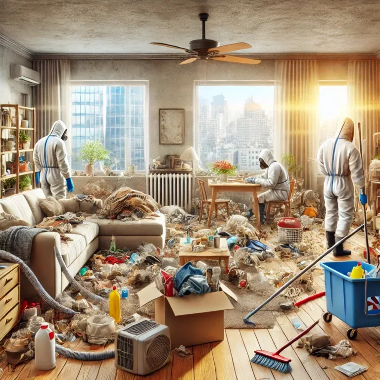 Un appartement est en cours de nettoyage par des professionnels après une accumulation excessive d'objets liée au syndrome de Diogène.