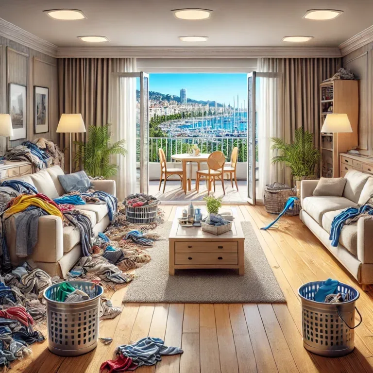 Illustration d’un appartement restauré et propre après une intervention de nettoyage Diogène à Cannes, avec un espace organisé et hygiénique.