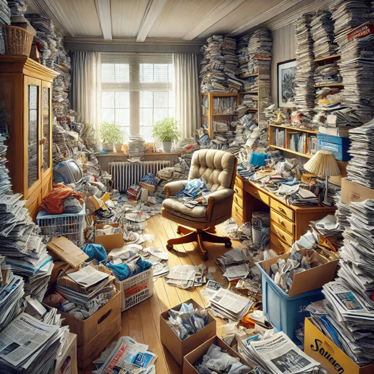 Exemple d'une pièce encombrée par l'accumulation compulsive.