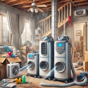 Illustration d’équipements de désodorisation utilisés pour éliminer les odeurs dans un appartement insalubre.