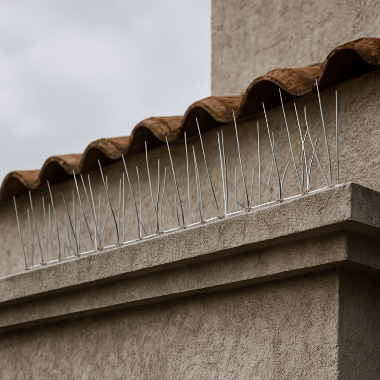 Traces de fientes blanches sur une façade urbaine en pierre, typique des nuisances causées par les pigeons