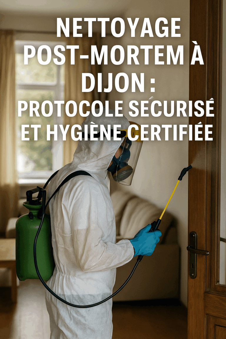 Un professionnel en combinaison désinfecte une chambre après un décès à Dijon