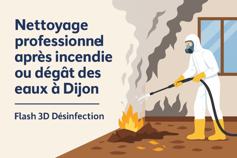 Nettoyage d’un mur noirci par la suie après un incendie à Dijon
