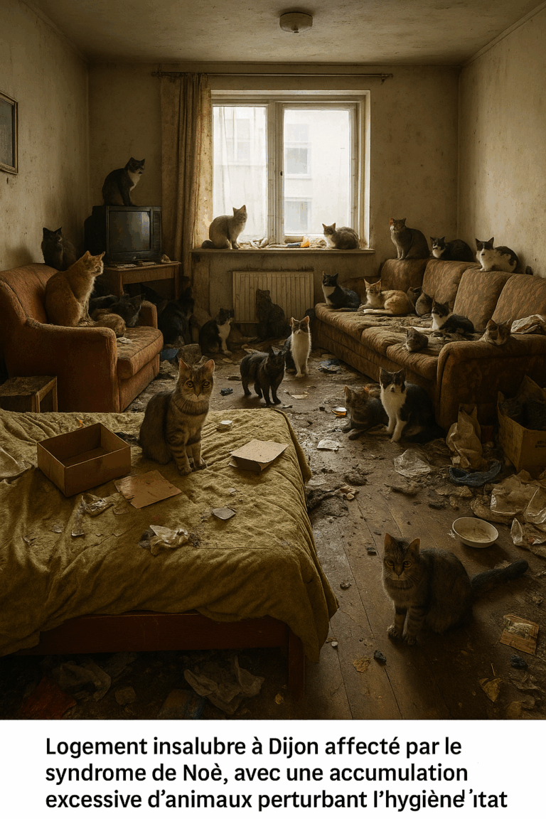 Salon rempli d’encombrants, déjections animales et objets souillés à Dijon après syndrome de Noé