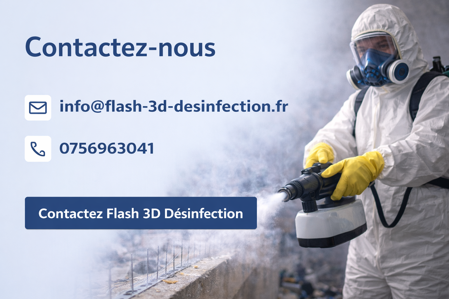 Contact Flash 3D Désinfection : devis gratuit et intervention rapide dans les Alpes-Maritimes